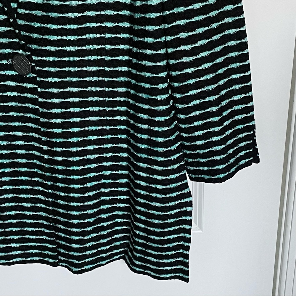 Misook Single Button Sweater Jacket Cardigan Stri… - image 5